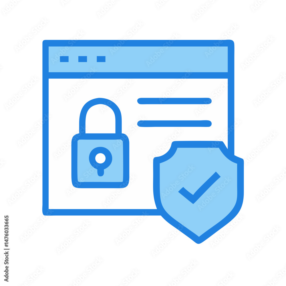 Poster website security with padlock and shield on black background