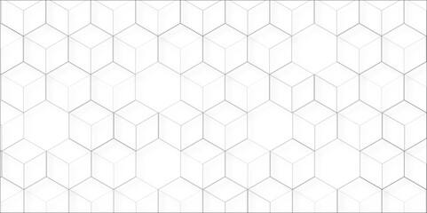 Fototapeta premium Triangle Low Poly White Gray Gradient Color colored design. Abstract black square line hexagons seamless vector seamless rhombus pattern design. 