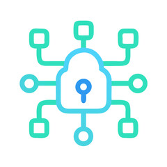 Network security padlock icon isolated on black background