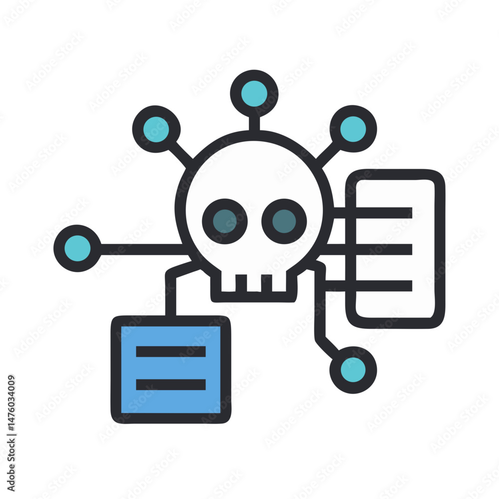 Poster stylized vector design showing data breach and malware concept