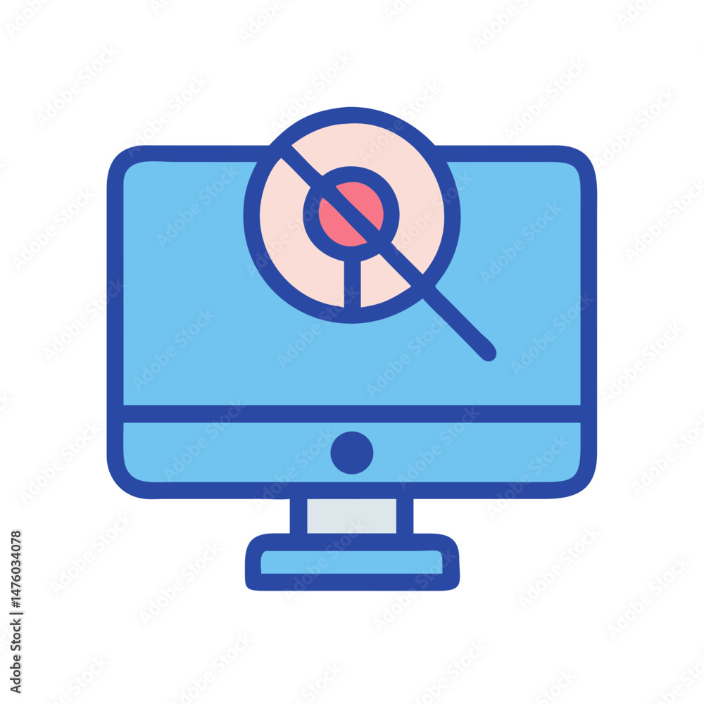 Aufkleber icon of computer with forbidden sign for data privacy