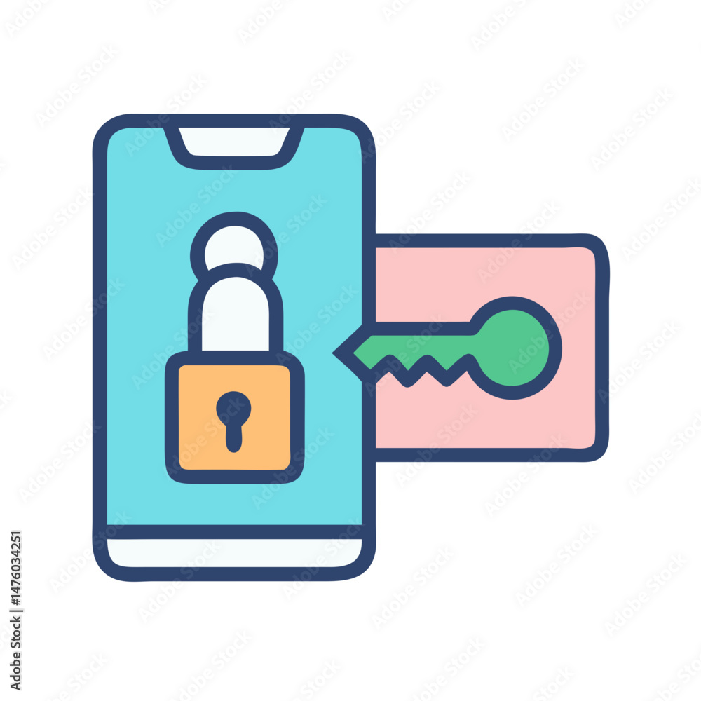 Poster mobile phone security unlock with a key icon design