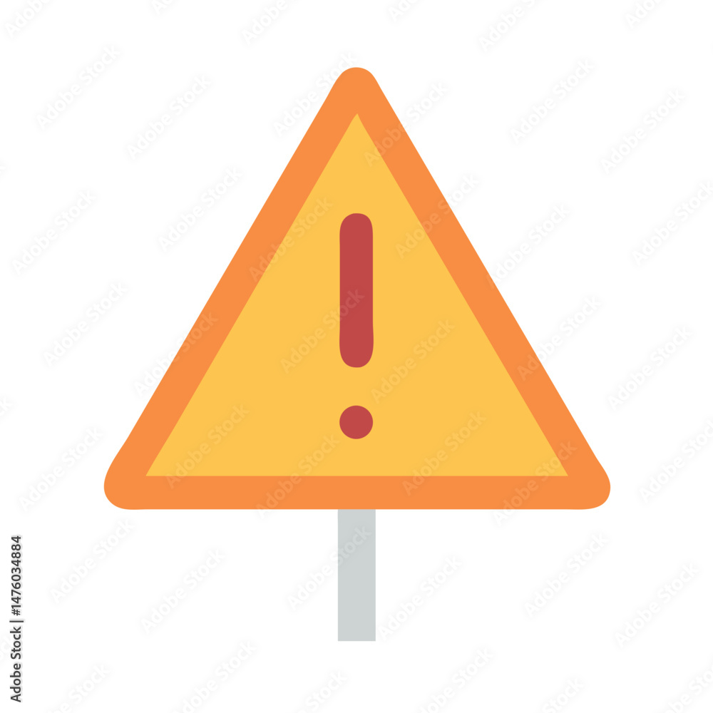 Poster isolated flat style warning sign with exclamation mark icon