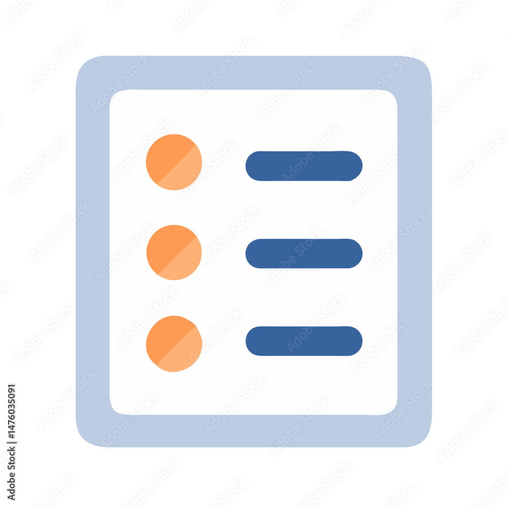 Poster simple flat icon: list with circles and lines