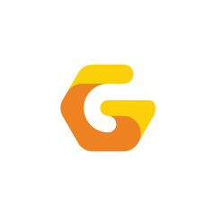 Fototapeta premium letter g hexagonal curves 3d flat logo vector