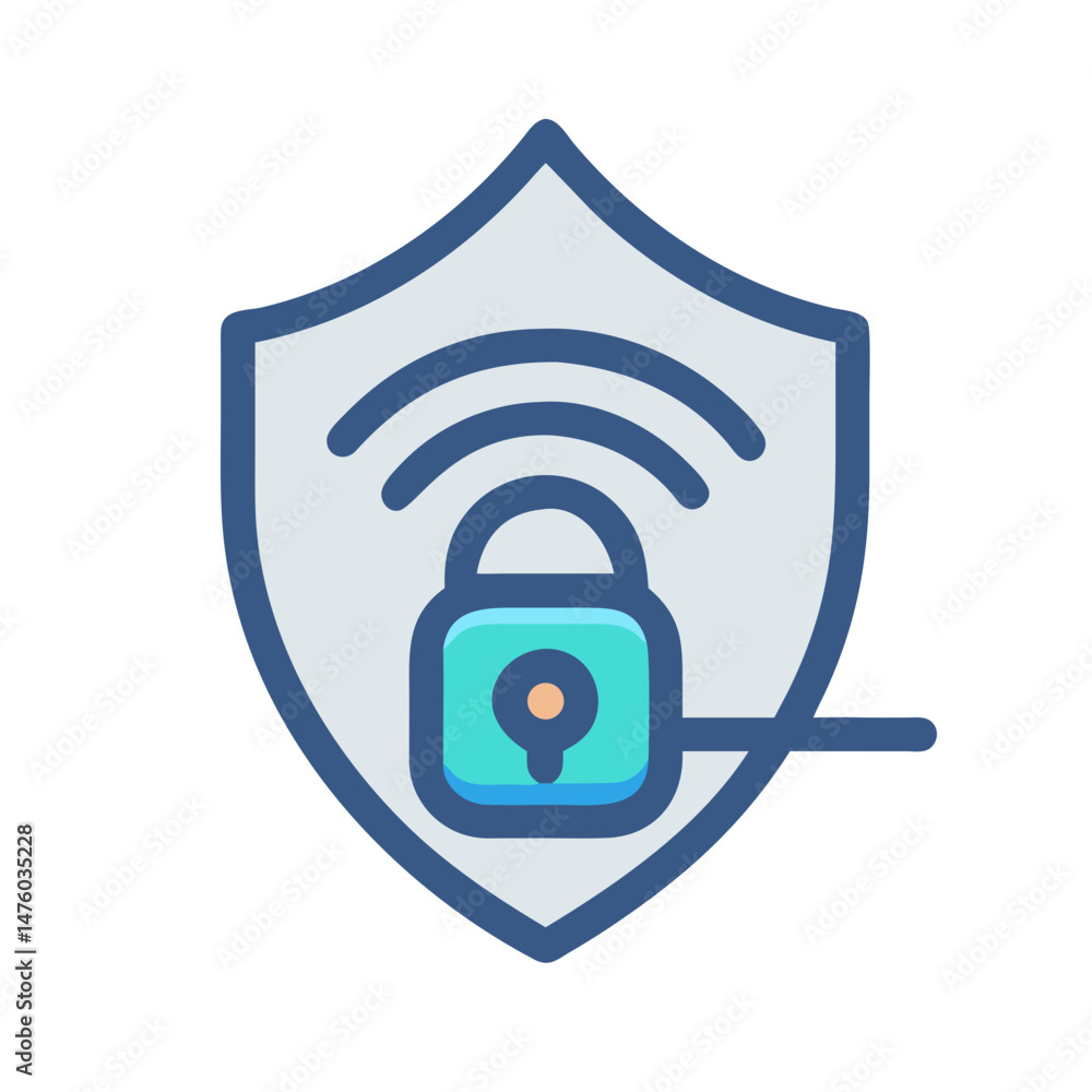 Aufkleber stylized digital shield with padlock representing network security