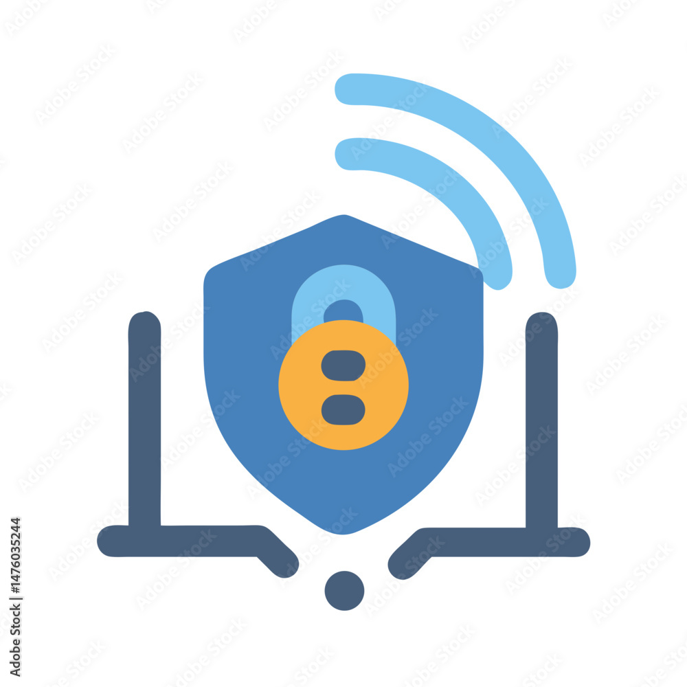 Poster secure network connection with padlock for protection icon concept