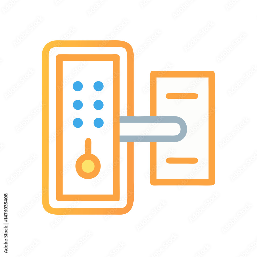 Poster modern smart lock with keypad entry system icon design