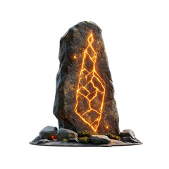 Glowing Rune Stone Mystical Energy Symbol on Ancient Rock
