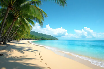 Obraz premium Relaxing beach walk tropical island scenic photography sunny day tranquil environment