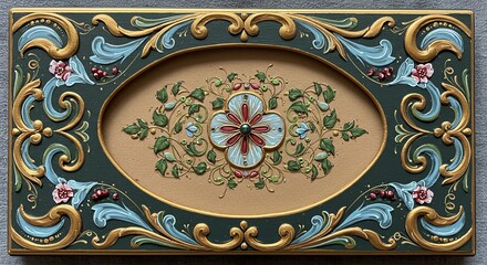 Floral Design in Green Frame