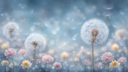 Obraz premium Dreamy Dandelions Soft Bloom with Gentle Breeze.