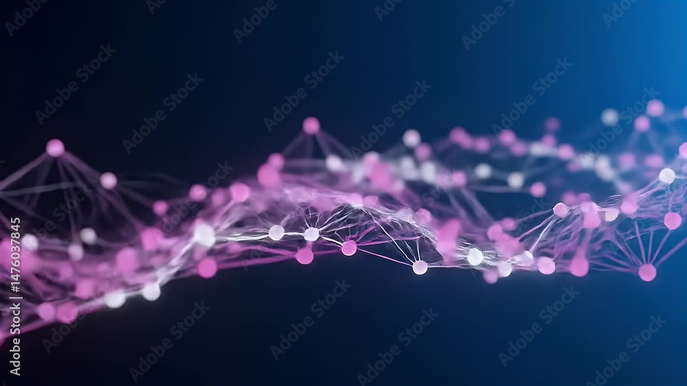 Poster abstract network connection with spheres and lines flowing