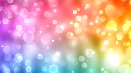 Obraz premium Vibrant rainbow bokeh background with luminous circles.
