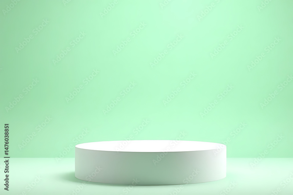 Poster showcase platform displaying products minimalist setup studio environment top view perspective