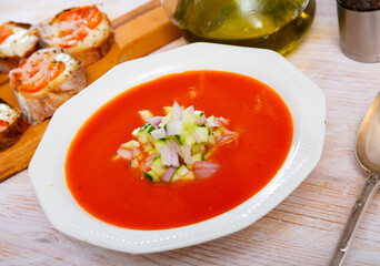 Tomato soup Gazpacho - traditional dish of Spanish cuisine