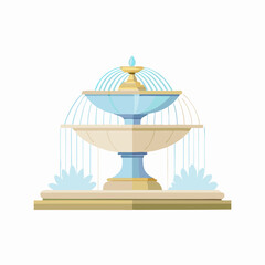 Elegant Two-Tiered Garden Fountain Illustration