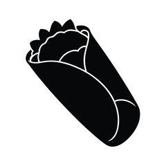 Burrito Silhouette on White Background