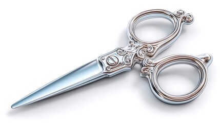 Elegant Silver Scissors Vintage Style with Hair Cutting Tool.