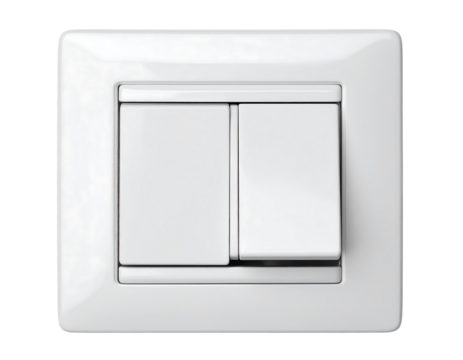 White Double Light Switch on Transparent Background
