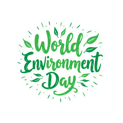 Celebration of the World Environment Day with leaves and vibrant text design