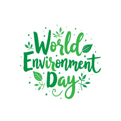 Obraz premium Celebration of World Environment Day with Decorative Green Lettering and Foliage