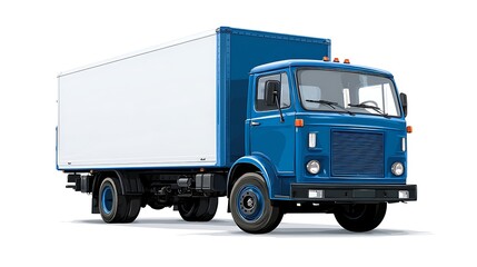 Blue truck cargo cut the white background for easy use