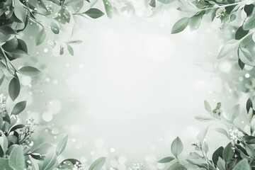 Delicate greenery frame on soft background