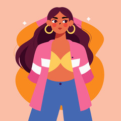 Young Woman in Pink Jacket, Illustration