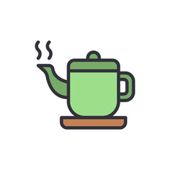 Stylized Teapot Icon Emitting Steam On A Transparent Layout