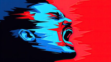 Screaming face, vibrant colors