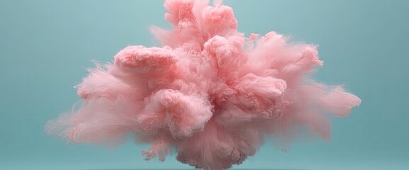 Powder pink bursts on light blue.  Soft, cloudy, and airy