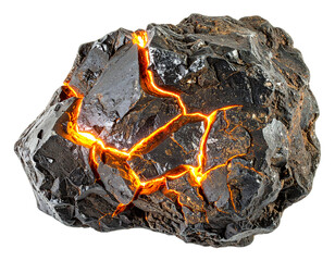 Luminous Orange Cracks in Dark Rock