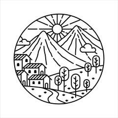 natural scenery in the frame illustration