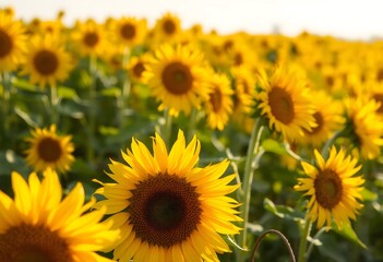 Fototapeta premium Vibrant Field of Sunflowers in Bloom