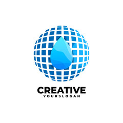 water global abstract gradient logo design
