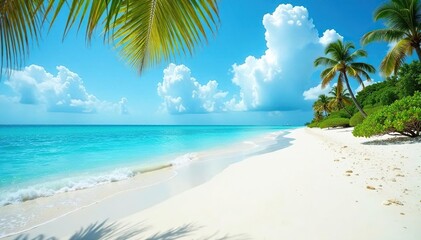 White sand, turquoise water, sunny Florida beach Perfect vacation scene , serene, coastal