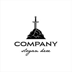 Sword in the stone logo with modern style design