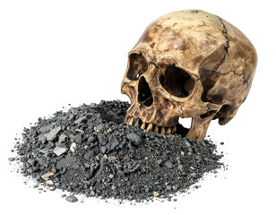 Human Skull on Dark Gray Gravel