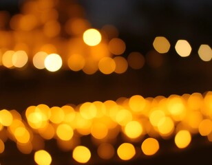 Obraz premium Golden Bokeh Lights at Night