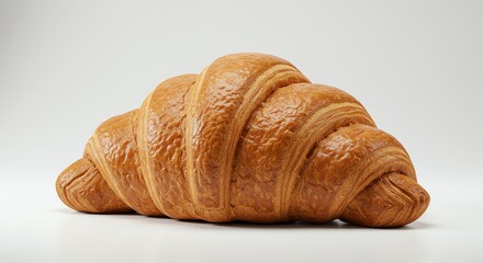 Golden Brown Croissant on a White Surface