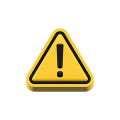 3d yellow warning sign symbol alert safety danger caution isolated on transparent background