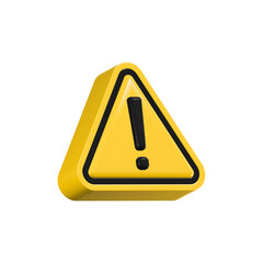 3d yellow warning sign symbol alert safety danger caution isolated on transparent background