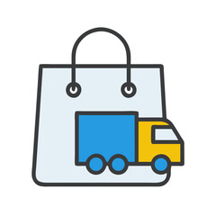 Online shopping and delivery conceptual flat design illustration