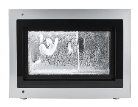 Grainy Black and White Image on Silver Framed Screen
