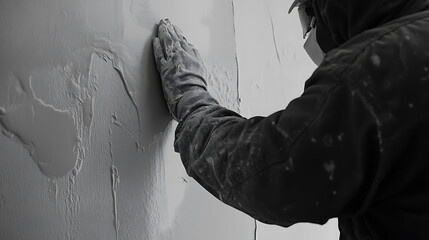 Worker Applying Plaster to a Wall