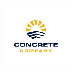 Concrete and sun logo with simple style design