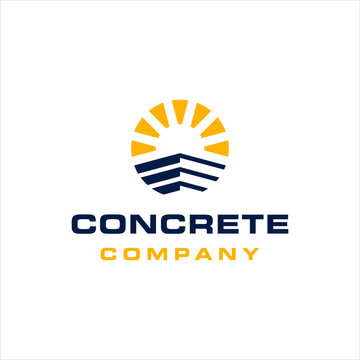 Concrete and sun logo with simple style design