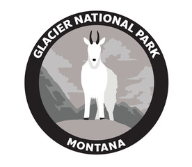 Glacier National Park Montana Mountain Goat Vector Logo