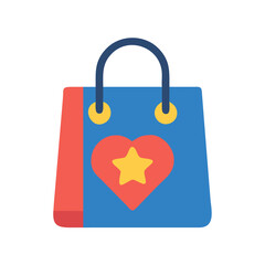 Cute blue shopping bag with heart and star design